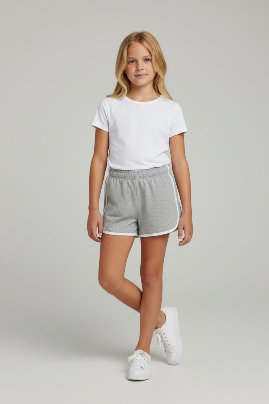 Old Navy Girls Size L 10-12 Gray Dolphin Shorts White Trim Pull On Casual